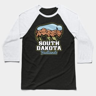 South Dakota Badlands Buffalo Roam Baseball T-Shirt